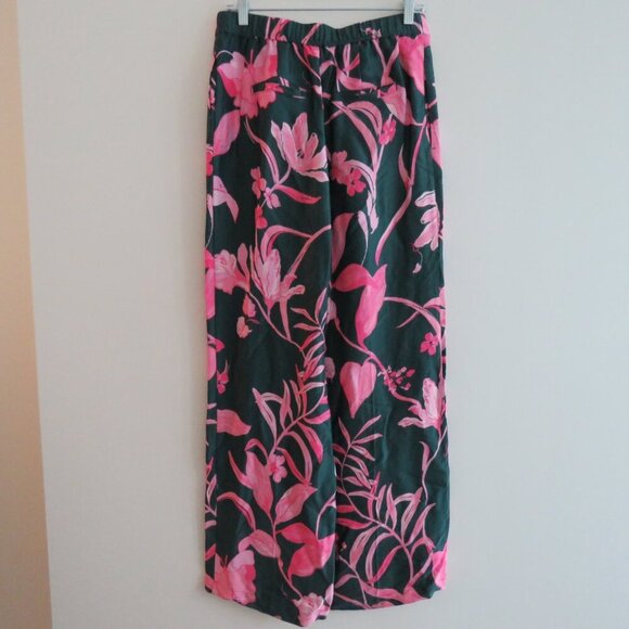 ANTHROPOLOGIE Breezy Tropical Floral Print Wide Leg Satin Pants - Sz 6 - Picture 11 of 16